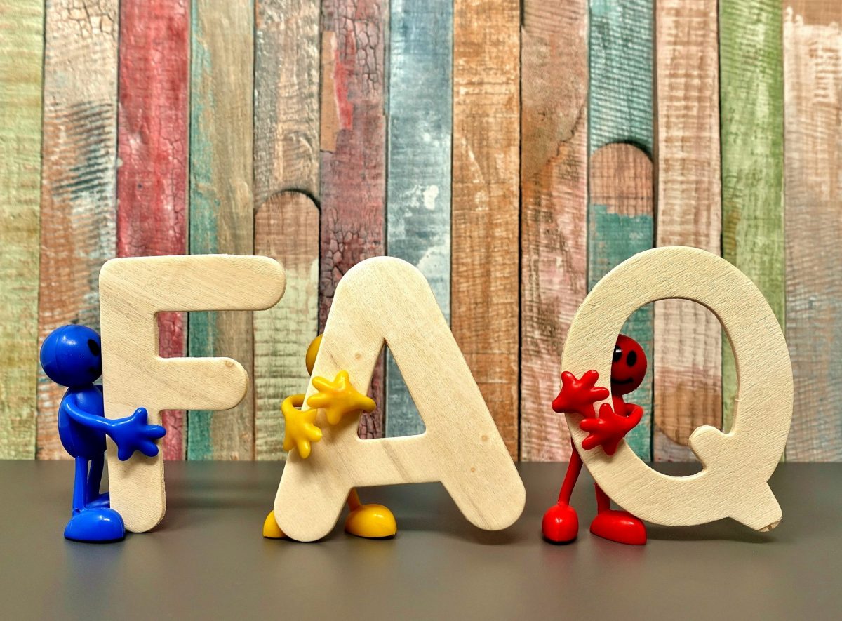 Helpful characters holing the letters F, A and Q for us all to see